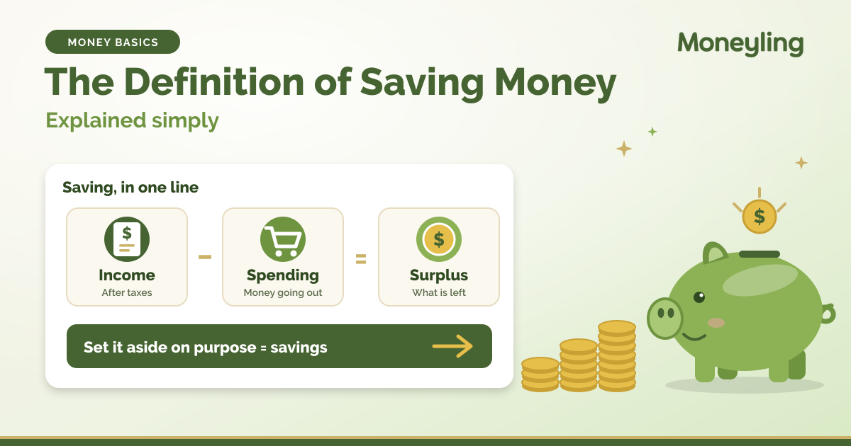 Illustration for: The definition of saving money, explained simply
