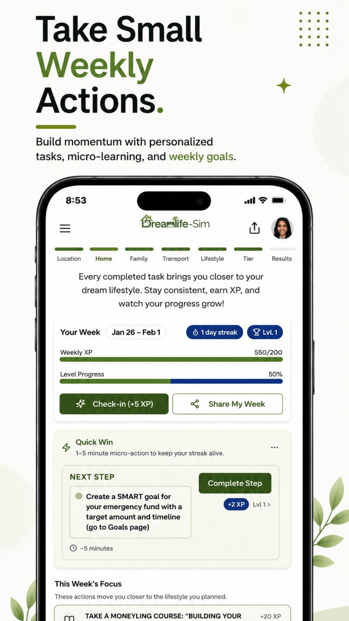 Dreamlife-Sim™ weekly goals